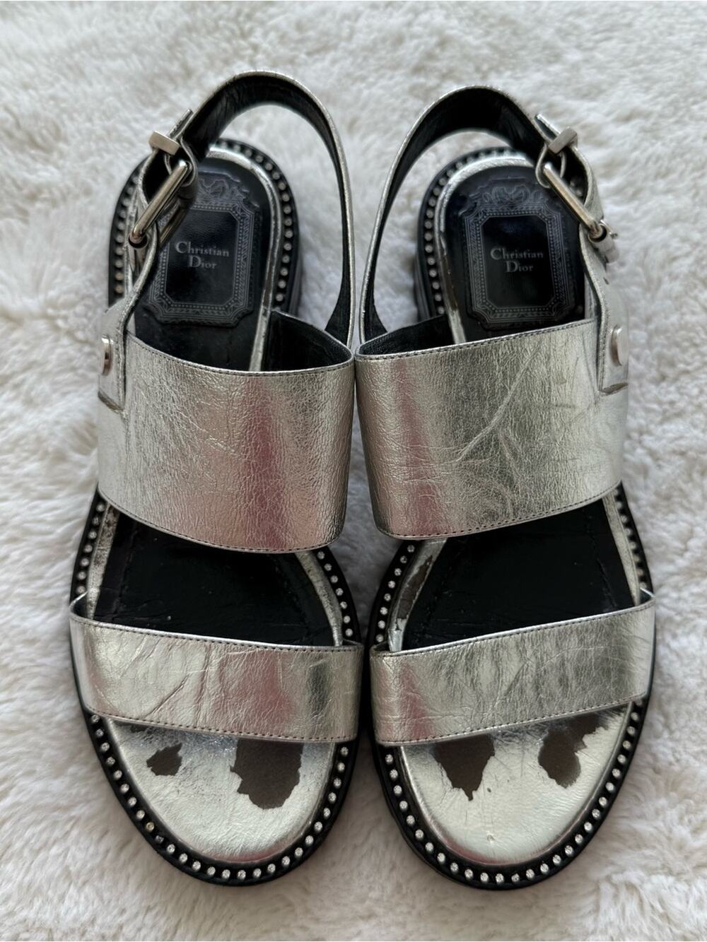 Christian Dior vintage silver women sandals size 35.5 EU Authentic
